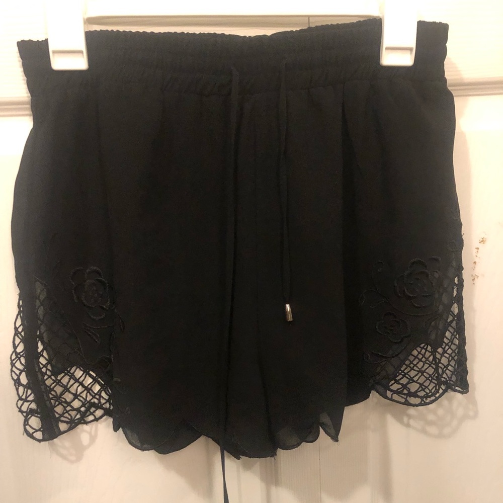 Black floral shorts